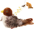 Plush chirping bird cat toy with feather tail