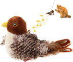 Plush chirping bird cat toy with feather tail