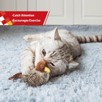 Plush chirping bird cat toy with feather tail, view 7