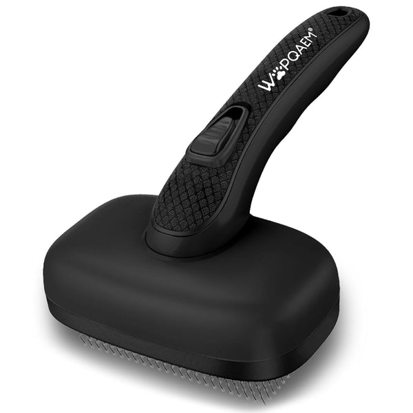 Black self-cleaning slicker brush for dogs and cats