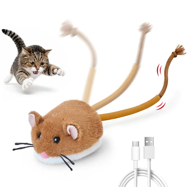 Smart rolling plush mouse cat toy