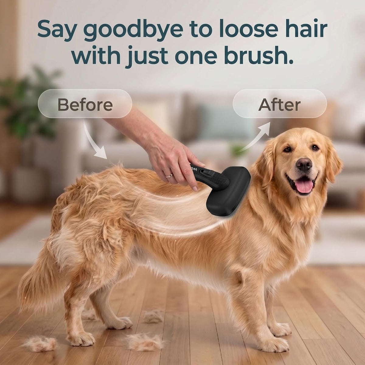 Black self-cleaning slicker brush for dogs and cats, view 4