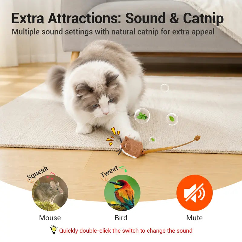 Smart rolling plush mouse cat toy, view 3