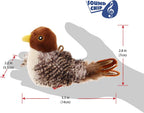 Plush chirping bird cat toy with feather tail, view 2