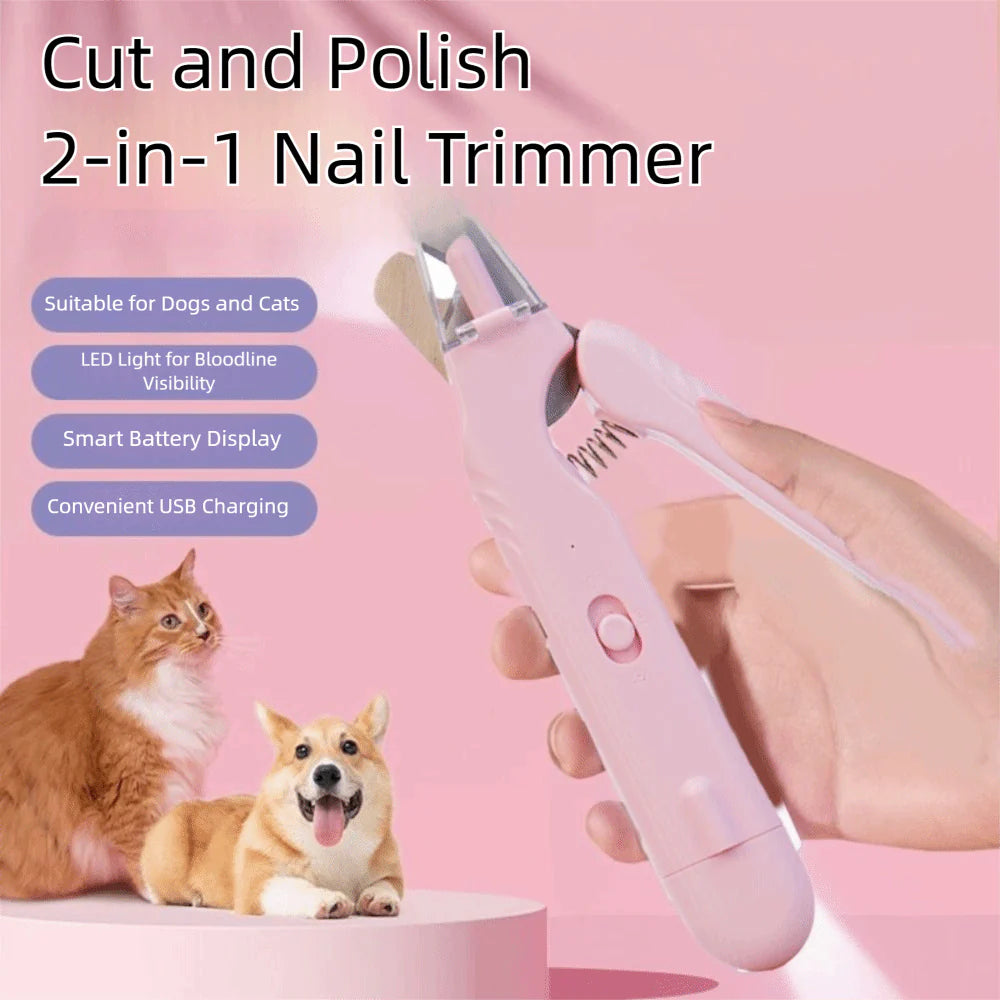 2-in-1 LED pet nail clipper and grinder