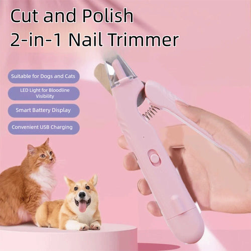 2-in-1 LED pet nail clipper and grinder