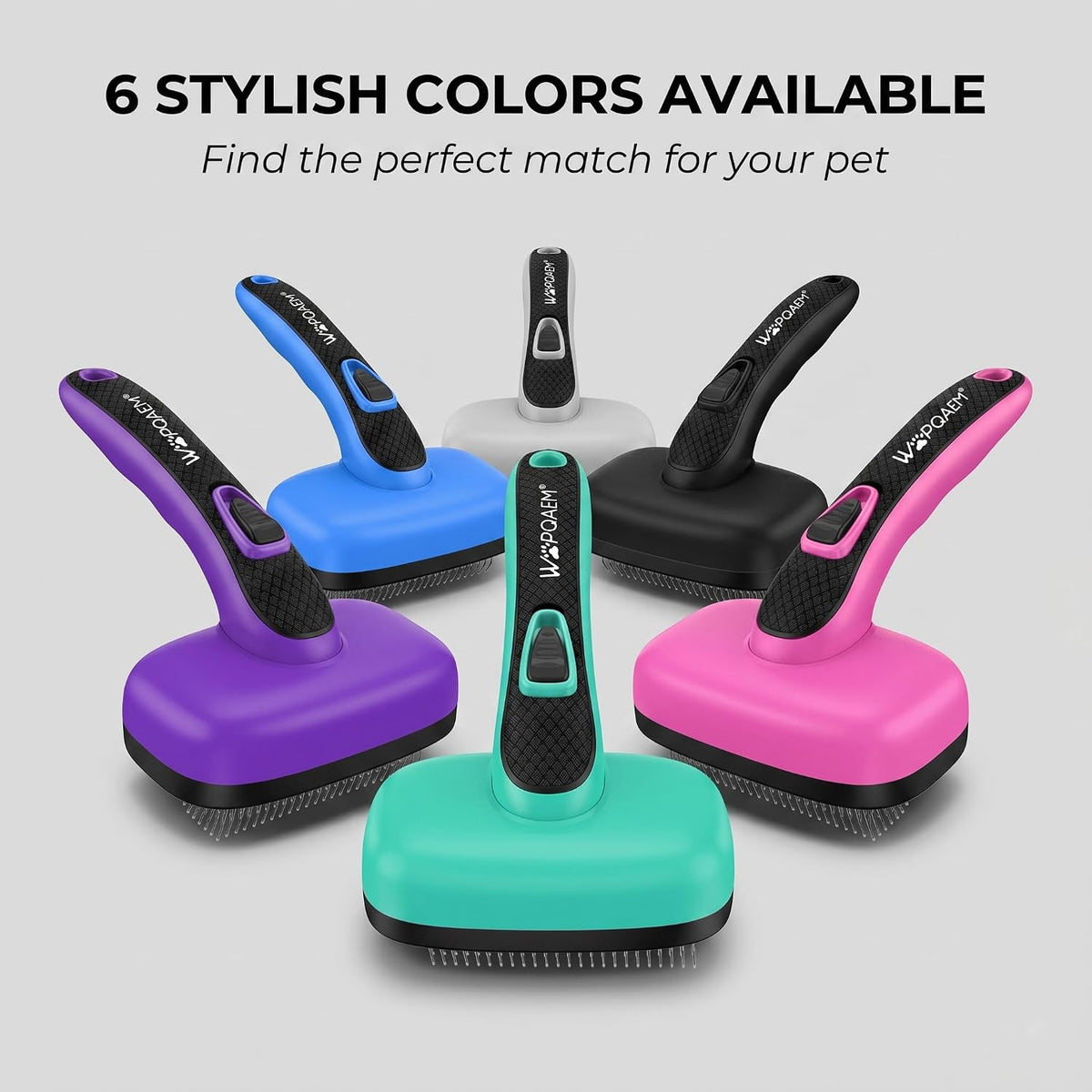 Black self-cleaning slicker brush for dogs and cats, view 6