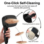 Black self-cleaning slicker brush for dogs and cats, view 3