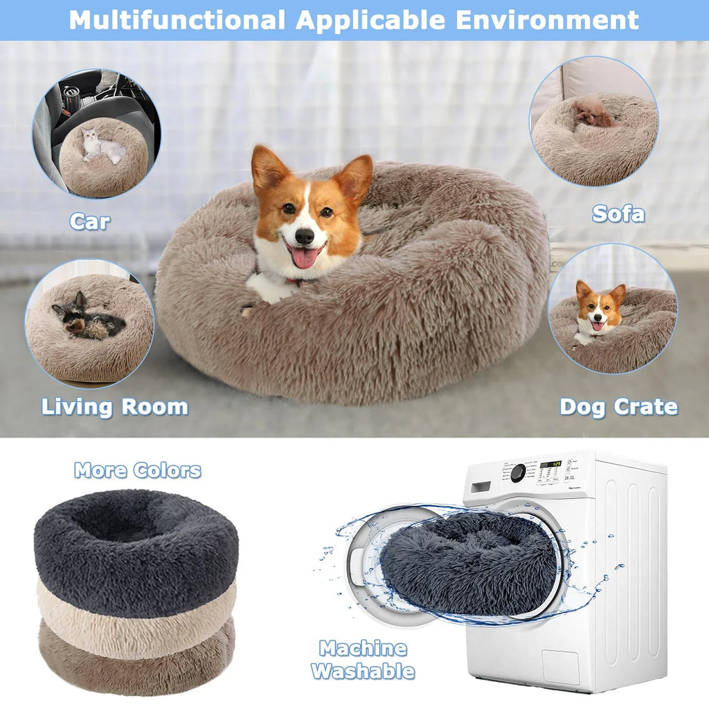 Fluffy donut bed for cats and small dogs, view 4