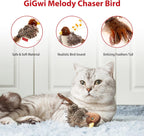 Plush chirping bird cat toy with feather tail, view 4